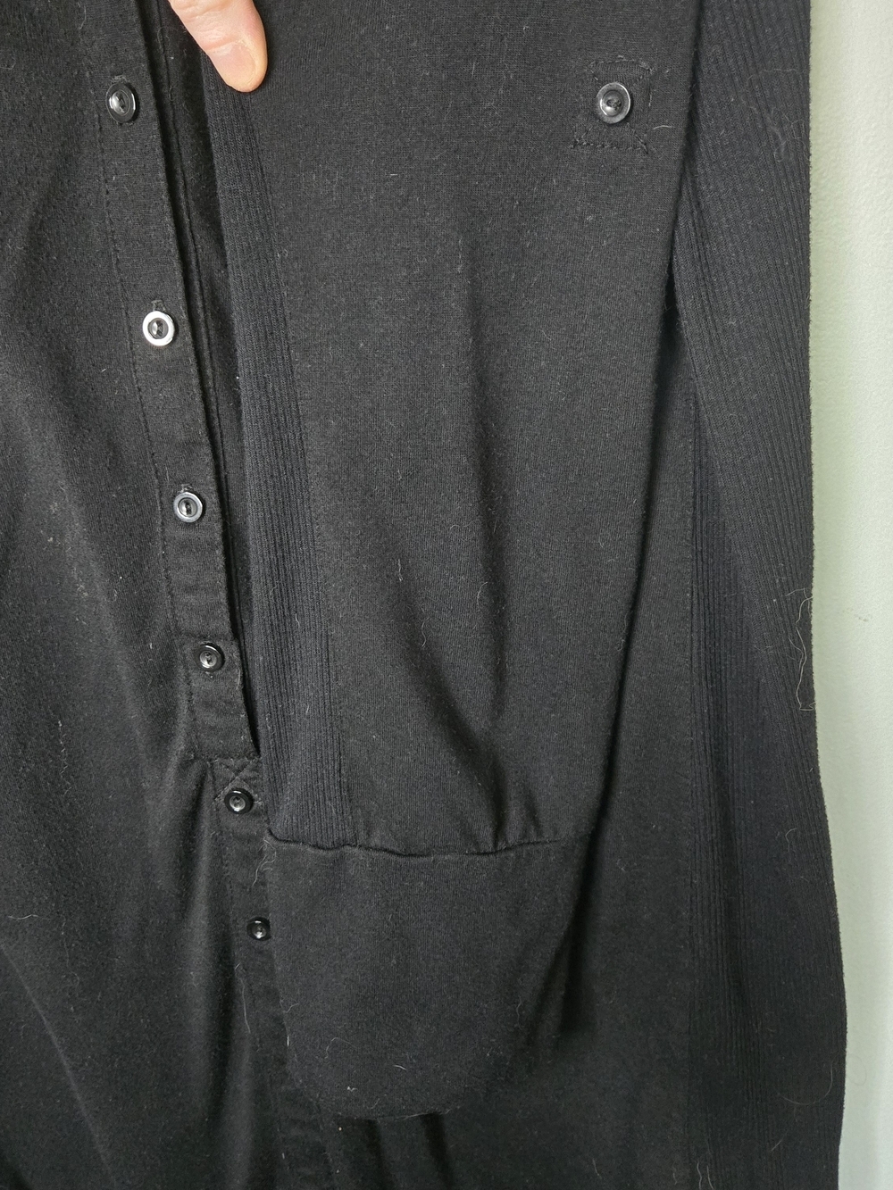 Black Button-Front Shirt Dress Tunic Cover-Up Size Large Lightweight - Picture 5 of 6